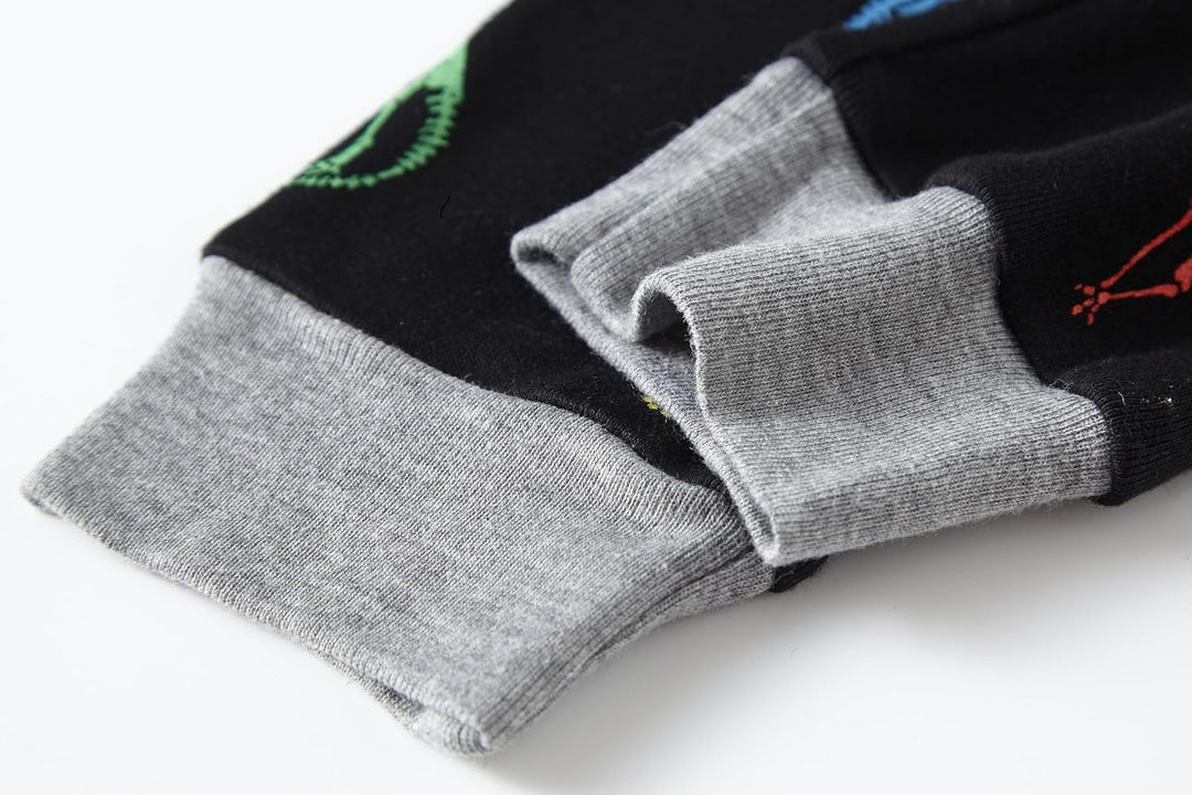 Jungen Pyjama Langarm 4-teilig Kleine Kinder Nachtwäsche Schlafanzug Set 2-14 Jahre 4p-dino Schwarzg