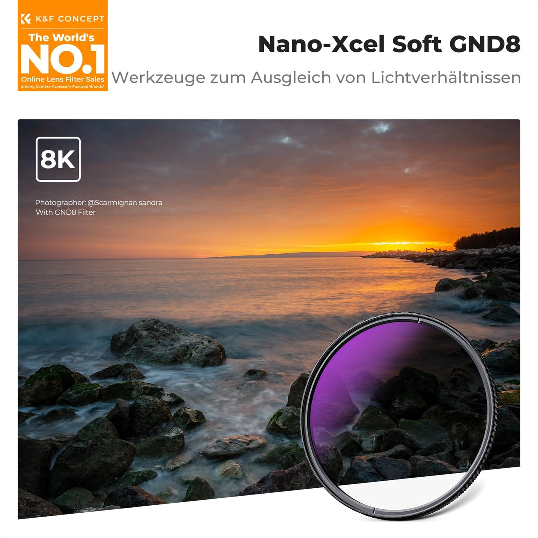 K&F Concept Nano-X 62mm Soft GND8 Verlaufsfilter ND0,9(3 Stops,12,5%) Grauverlaufsfilter GND8 Filter