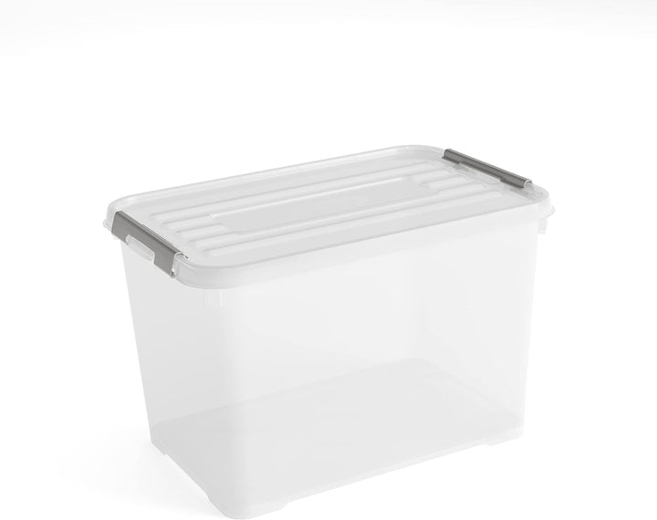 Allibert "praktischer Plus Aufbewahrungsbox mit Deckel, transparent/Silber, 65 Liter