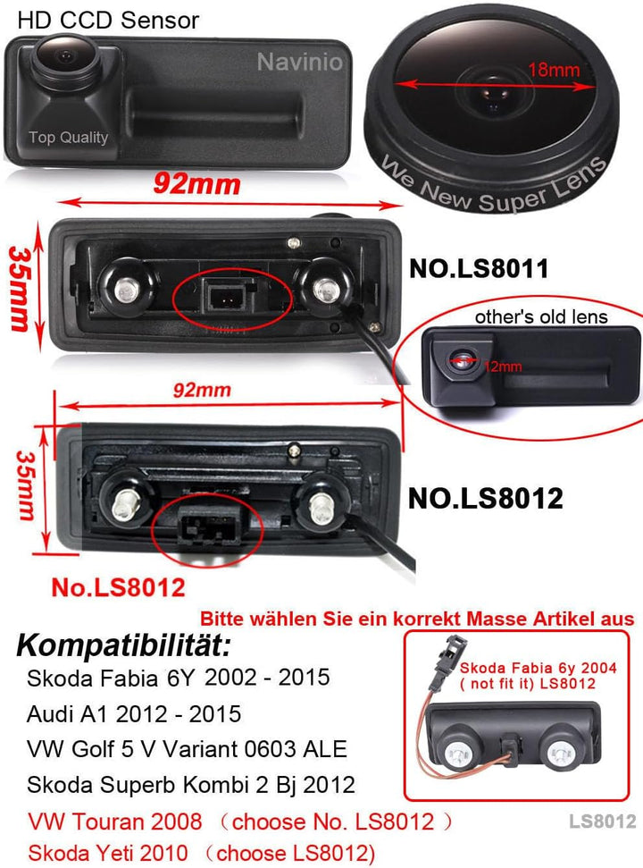 HD CCD Kofferraum Griff Rückfahrkamera Wasserdicht Nachtsicht Rückfahrkamera für Skoda Fabia Y6 Audi
