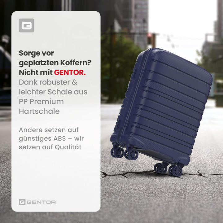 GENTOR Koffer Reisekoffer mit Rollen Carbonoptik Hartschalenkoffer Trolley Handgepäck mit TSA-Schlos
