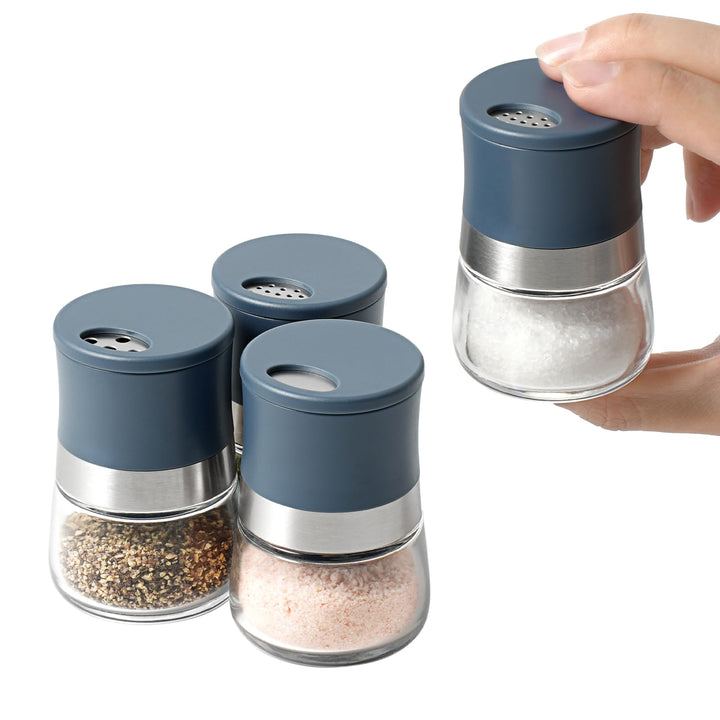 vzaahu Mini Salz- und Pfefferstreuer-Set,4er-Set,mit verstellbaren Ausläufen,2 Modelle,umweltfreundl