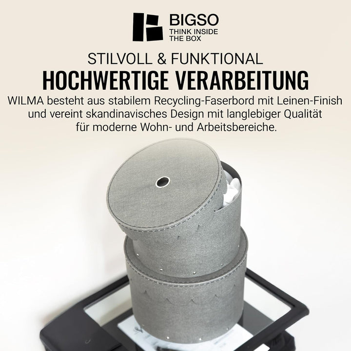 BIGSO WILMA 2er-Set runde Aufbewahrungsbox mit Deckel – Ordnungsbox mit Deckel für Kleidung, Spielze