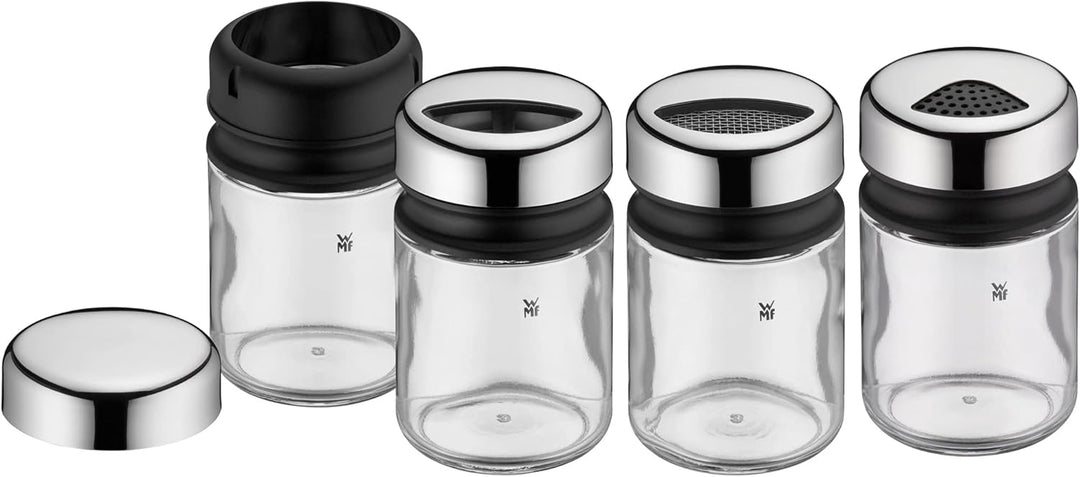 WMF Kaffeedose mit Kaffeelöffel Kult Cromargan Edelstahl rostfrei mattiert 500g & Streuer-Set 4-teil