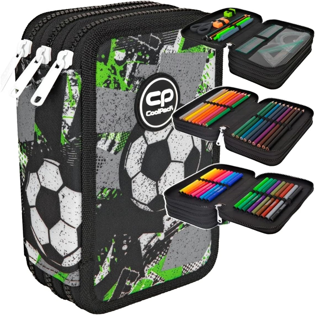 Fussball Coolpack 3-Fach Federmappe Federtasche XXL 44 TLG. Mäppchen NEU