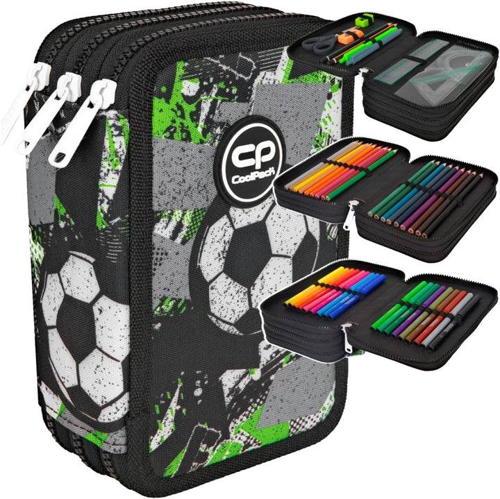 Fussball Coolpack 3-Fach Federmappe Federtasche XXL 44 TLG. Mäppchen NEU