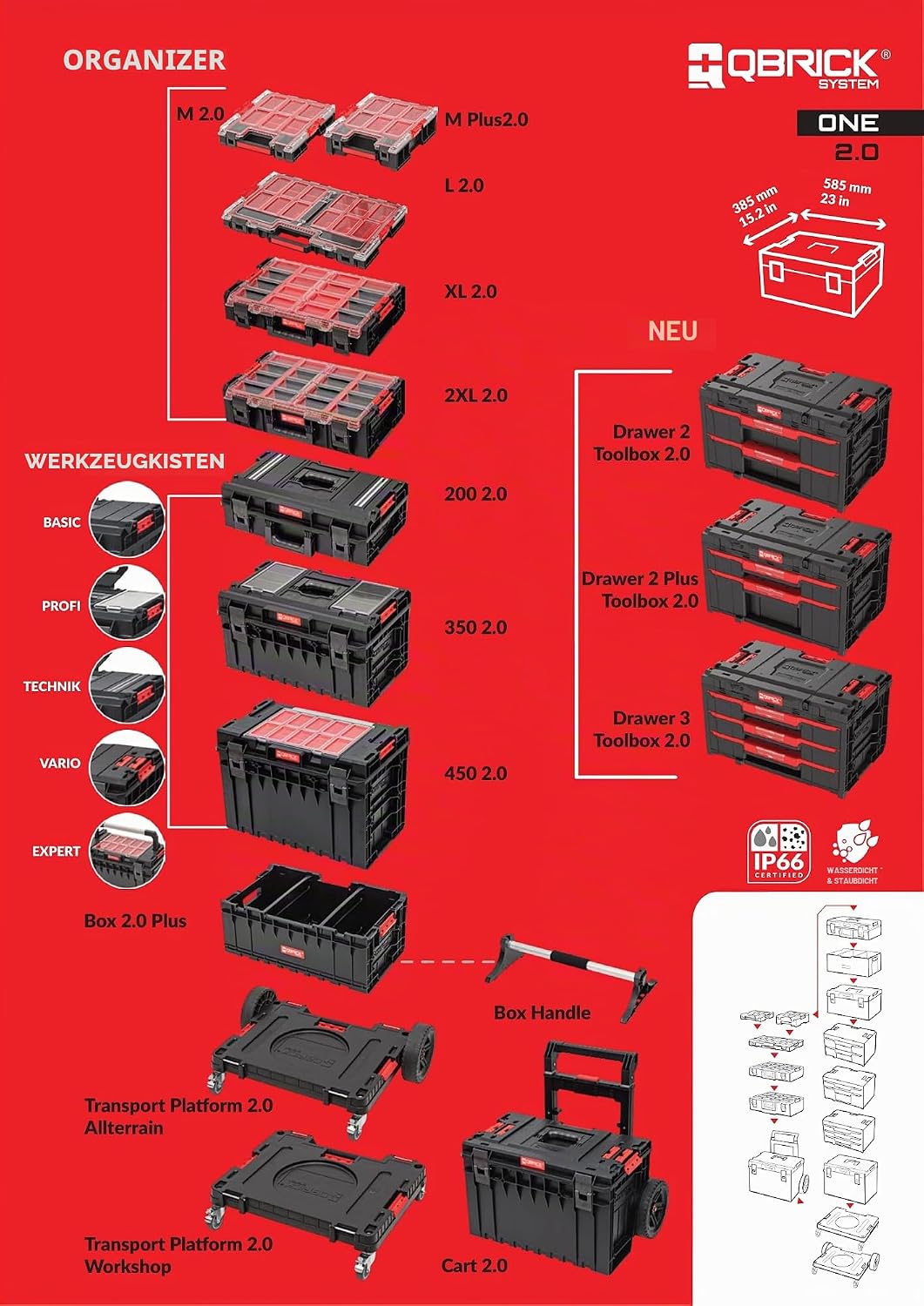 Qbrick System Werkzeugkoffer Werkzeugkasten Leer Werkzeugkiste Box Behälter ONE Box 2.0 Plus Schwarz