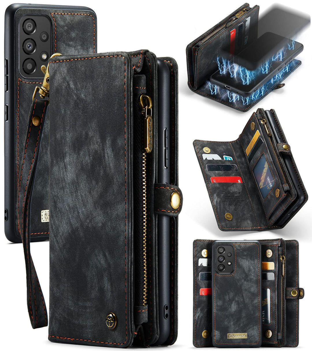 UFinetech Samsung A53 Hülle, Stossfest TPU Leder Flip Tasche Samsung Galaxy A53 5G Handyhülle, Magne