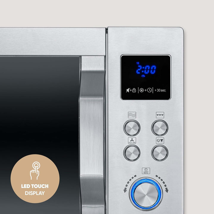SEVERIN 4-in-1 Mikrowelle „Crispy Wave“, Heissluft-Funktion bis 230°C, Heissluftfritteuse, Mikrowell