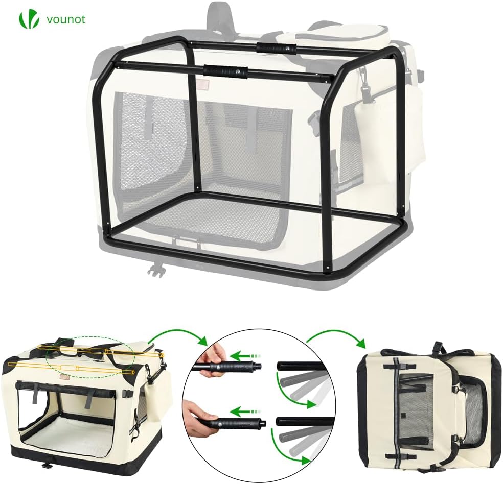 VOUNOT Hundebox faltbar, Transportbox Katze Hunde, Hundetasche, Oxford-Gewebe, Netzstoff, Atmungsakt