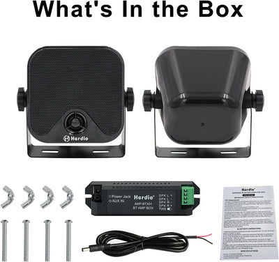 Herdio 100W Wasserdichter Marine Stereo Box Lautsprecher für Boot ATV UTV Heavy Duty Powersport Fahr