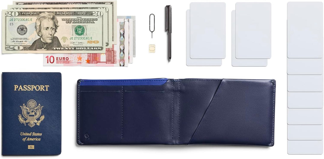 Bellroy Travel Wallet – Reisebrieftasche (Reisepass, Bordkarten, Scheine, Karten und Stift) Navy, Na