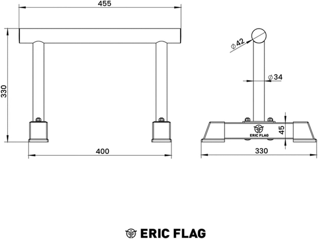 Eric Flag Parallettes - Parallele Stahlstangen Stabilität Kraft Hebebalken Gelenkschonende Liegestüt