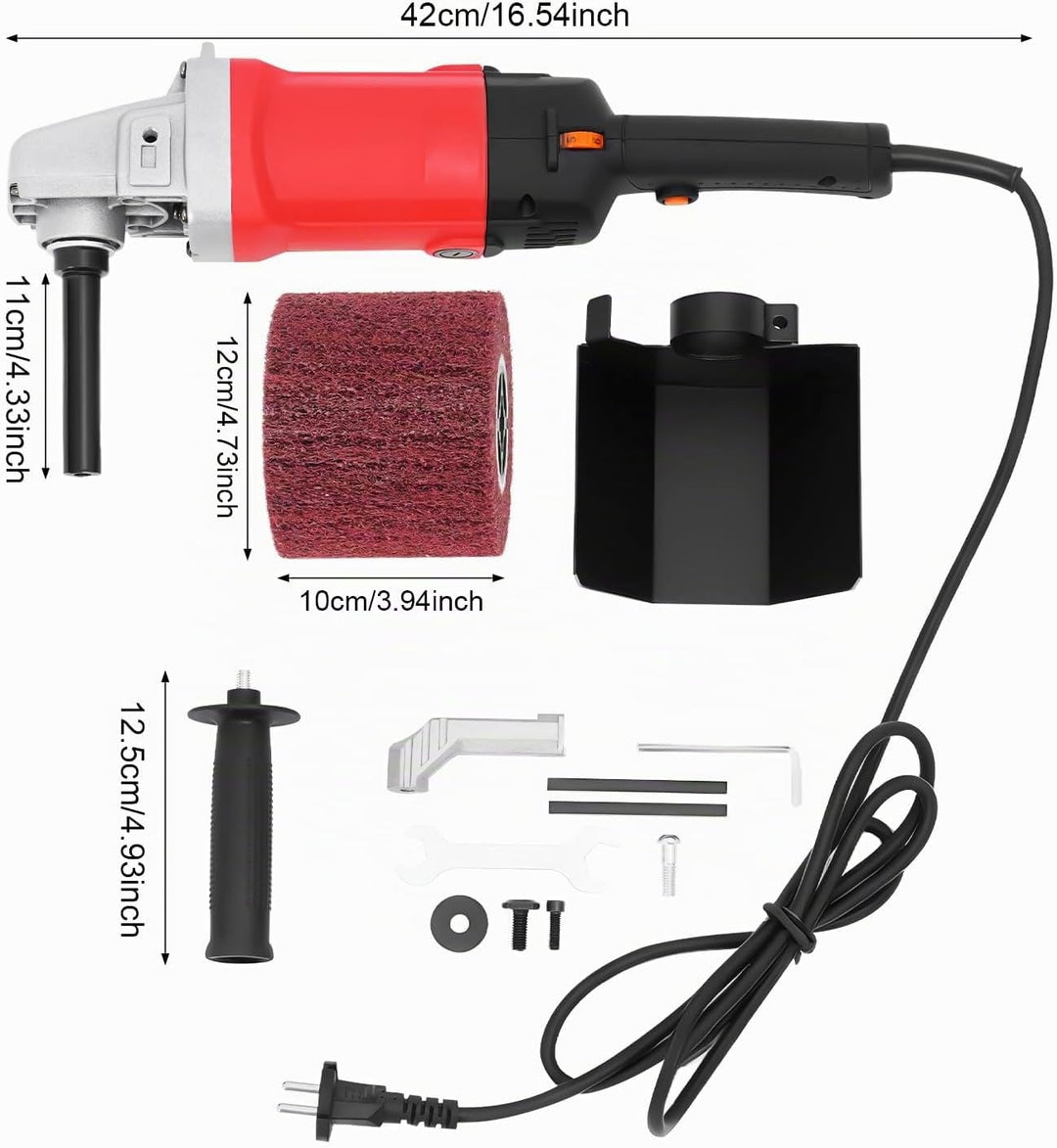 1580W Satiniermaschine mit Überlastschutz, 220V Bürstenschleifer Exzenterschleifer Poliermaschine, W