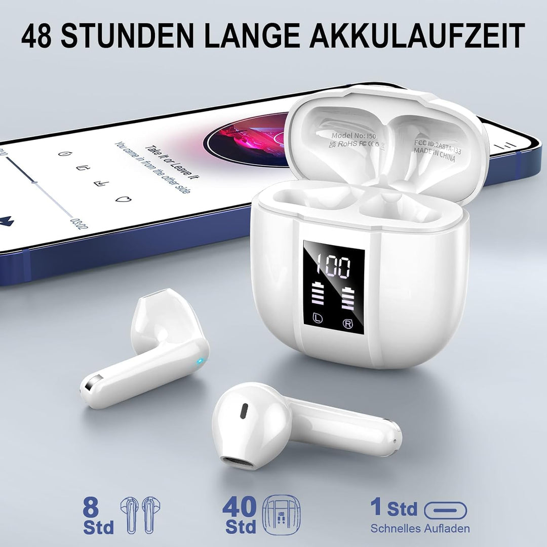Bluetooth Kopfhörer, Kopfhörer Kabellos Bluetooth 5.3, Noise Cancelling In Ear Kopfhörer, IP7 Wasser
