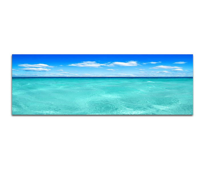 Paul Sinus Art Panoramabild auf Leinwand und Keilrahmen 150x50cm Meer Horizont Wolken Sommer