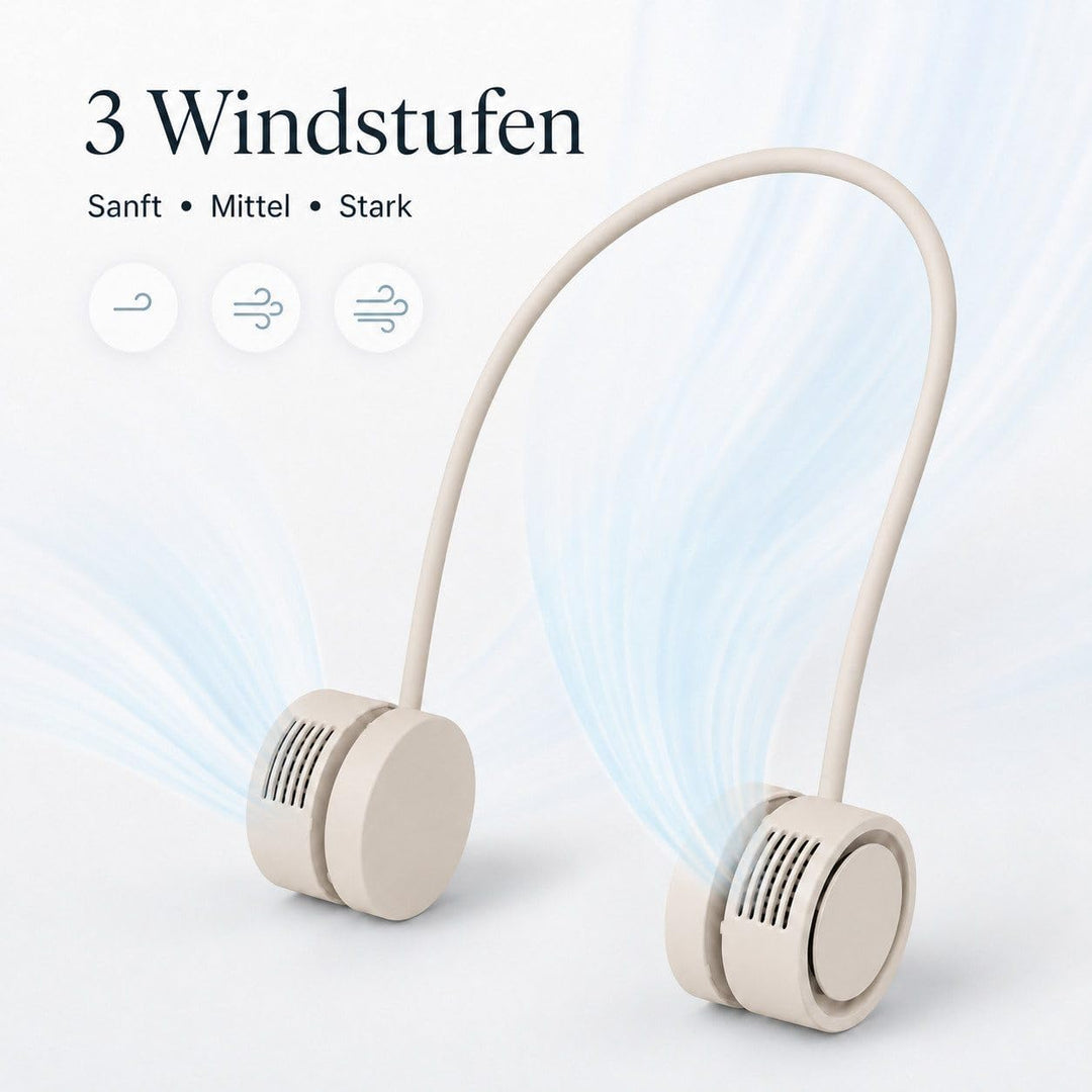 Nackenventilator tragbar USB-C, 180 g Halsventilator kabellos mit 3 Windstufen, Aromafunktion, flexi