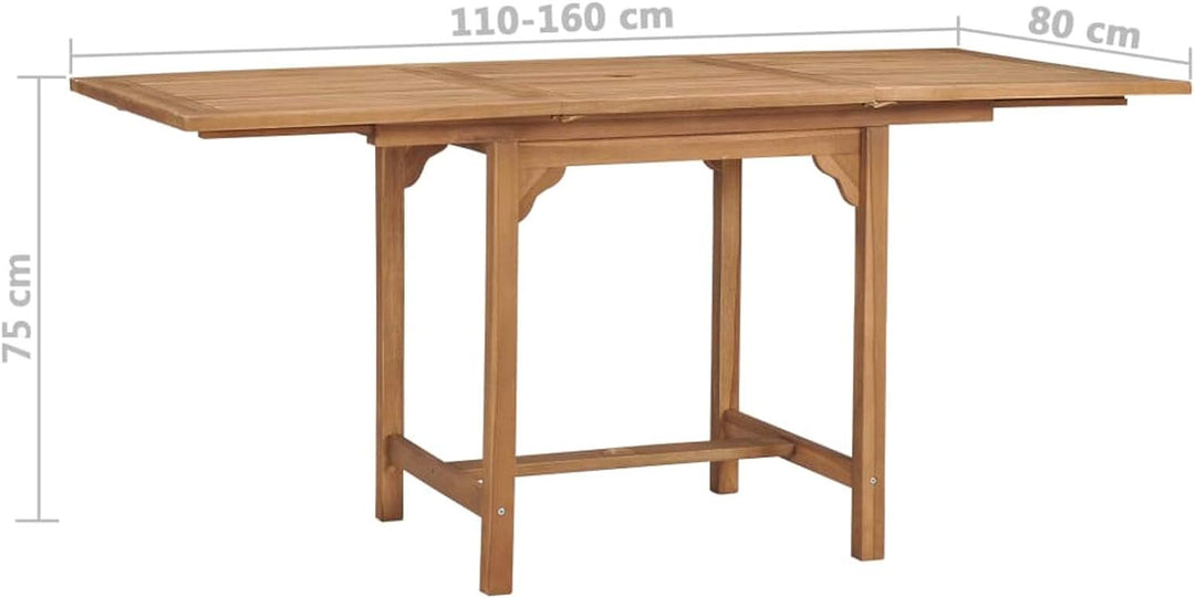 Tidyard Ausziehbarer Gartentisch Massivholztisch Küchentisch Esstisch (110-160)×80×75 cm Mit Schirml