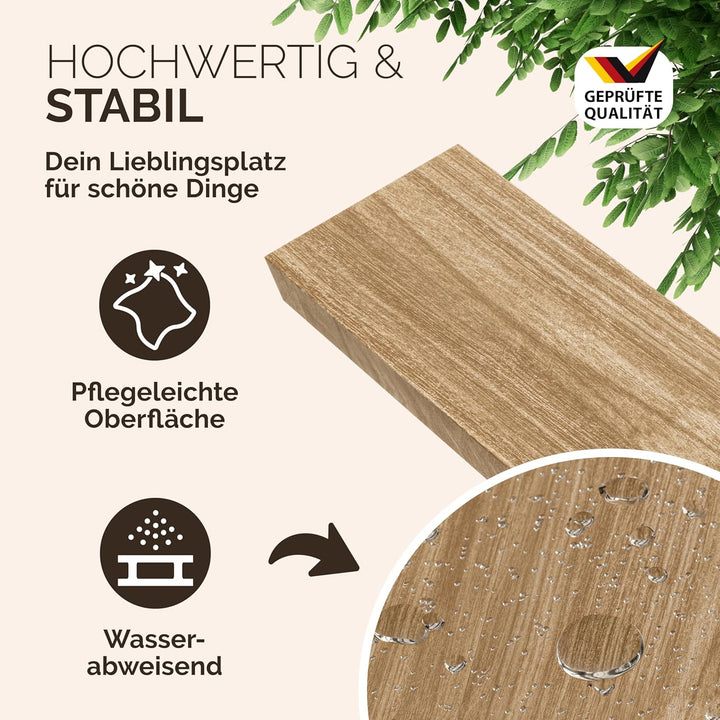 Casaria® Wandregal Eiche mit Halterung 50-110cm Schwebend 15kg Tragkraft Küche Wohnzimmer Büro Bad F