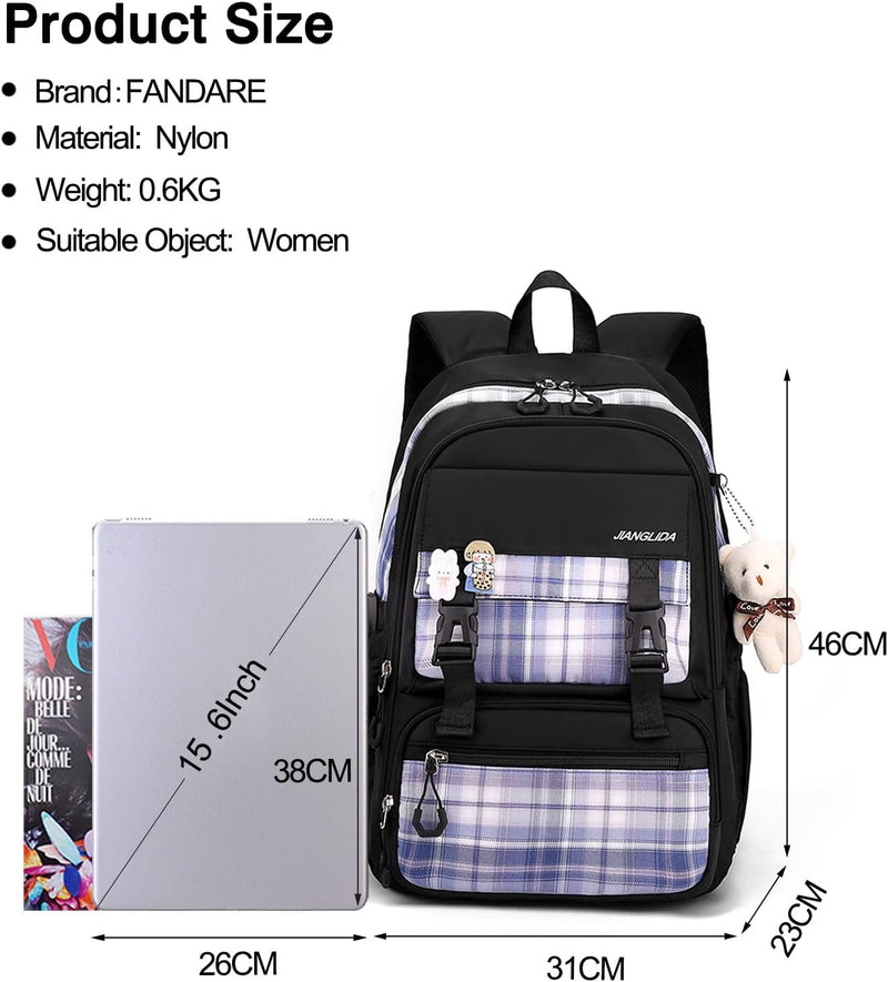 FANDARE Schulrucksack Schulrucksack Schultasche Herren Damen Rucksack Schulranzen für Outdoor Reise