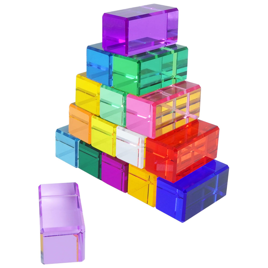 Jelly Blocks aus Acryl, Lichtbausteine Sensory Toys für Kinder, 16 Bunte Bauklötze ab 3 Jahren Acryl