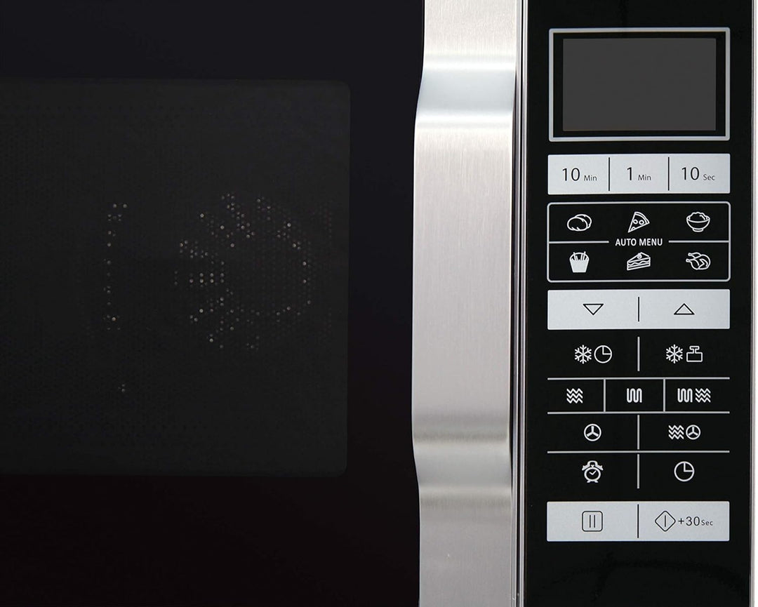 SHARP R-860S Mikrowelle mit Grill & Heissluft – 25 L, 900 W, 6 Automatikprogramme, Flat Table, LCD-D