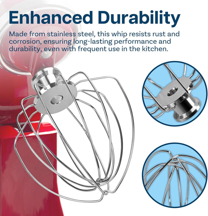 K45WW 6-Drahtiger Schneebesen für KitchenAid 4.5-5 Quart Kippkopf-Standmixer Artisan & Classic Serie