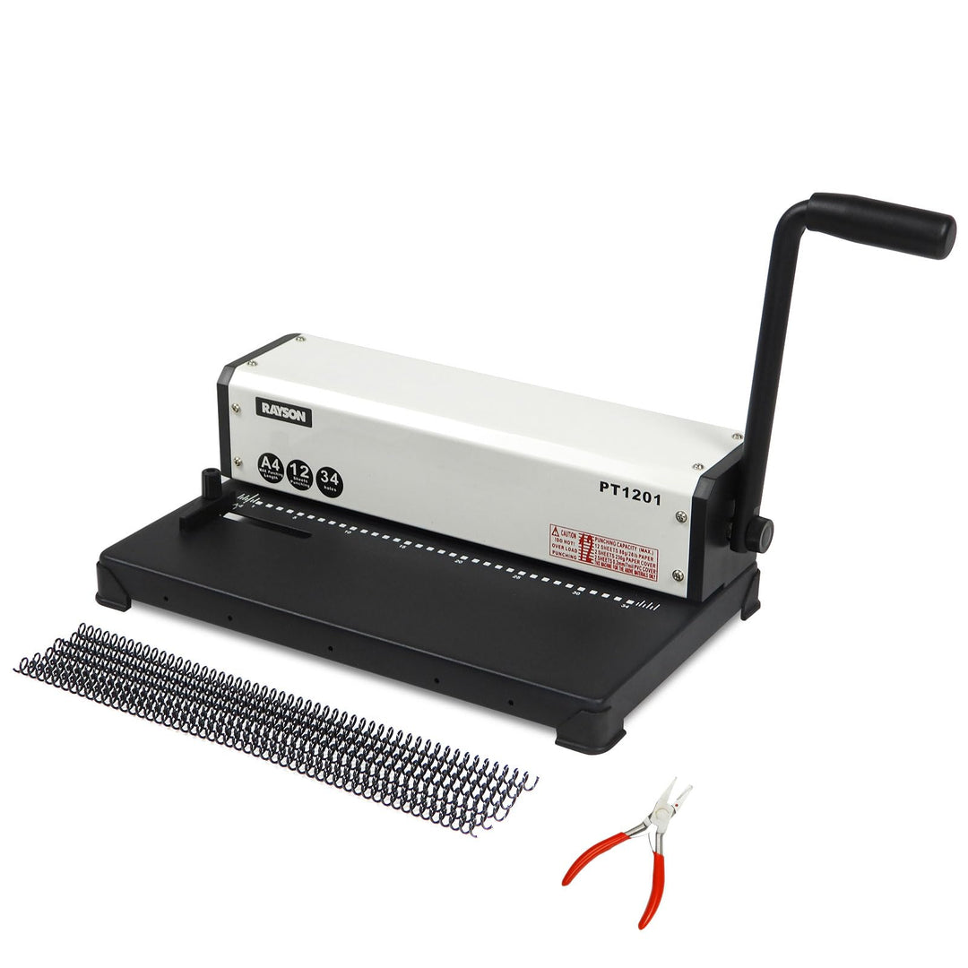 RAYSON Bindemaschine, 12 Blatt Stanzen, 34 Löcher, A4, Robuste Metallkonstruktion, Verwendung mit Sp