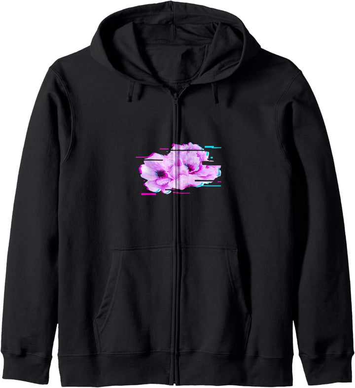 Blumen-Glitch-Effekt Ästhetisches Vaporwave Flower Glitch Kapuzenjacke
