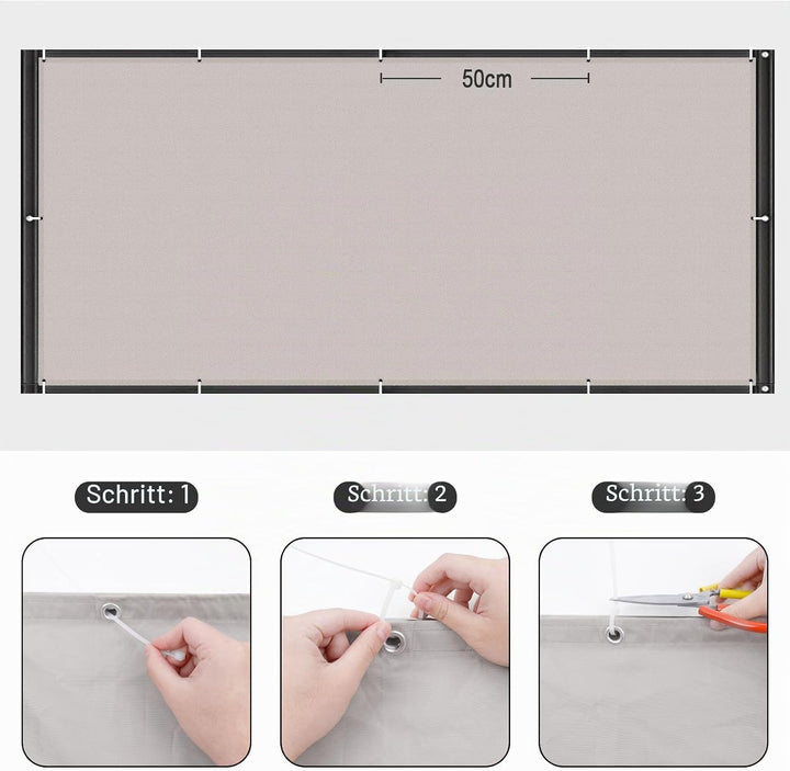 COOL AREA Balkon Sichtschutz Balkonumspannungen PES Wasserdicht wetterfester mit Kabelbinder,90x800c