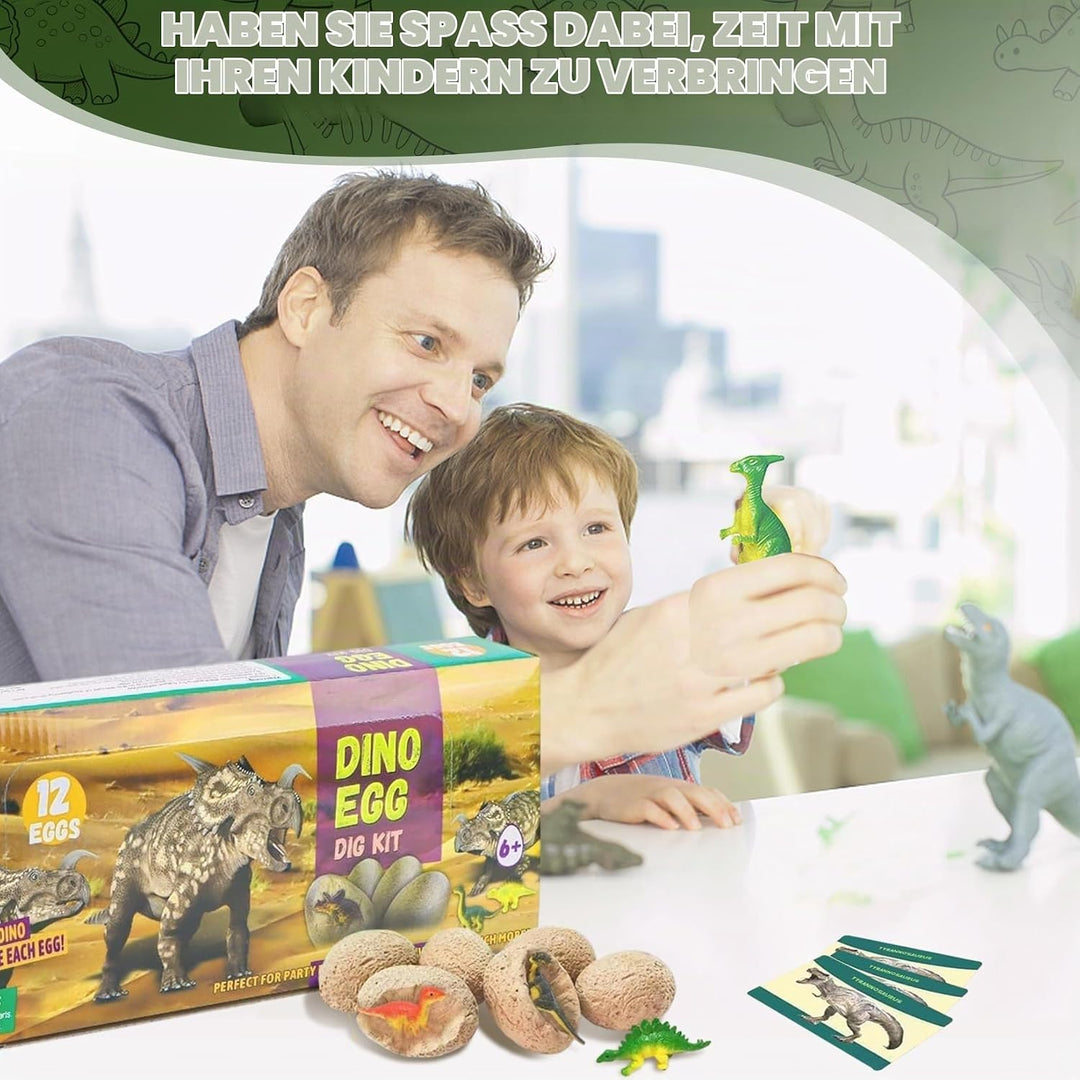 Idota 12 Stück Dino Ausgrabungsset, Dino Eier Zum Ausgraben, Dinosaurier Egg Spielzeug für Party Kla