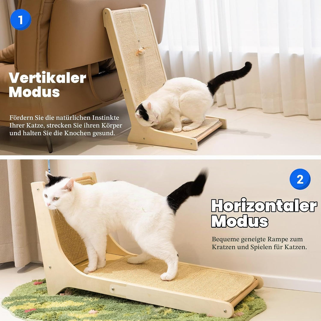 PETKARAY Sisal Kratzbrett Katze, 66 cm L-förmige Kratzbrett, 105° vertikale Kratzfläche, Kratzmöbel