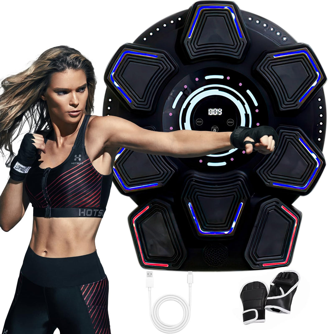 Music Boxing Machine für Erwachsene, Wandmontierte LED Licht Bluetooth Musikboxing Maschine Schwarz-
