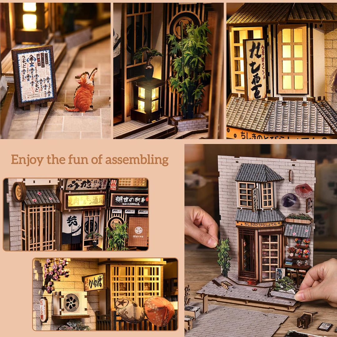 Book Nook Kit, DIY Miniatur Haus Puppenhaus Bausatz Bücherregal Deko für Jugendliche und Erwachsene（