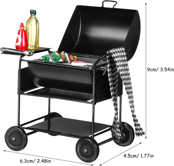Hemobllo 1:12 Kindergrill Spielzeug Mini Grill, Puppenhaus Zubehör Küche und Garten, Miniatur Möbel