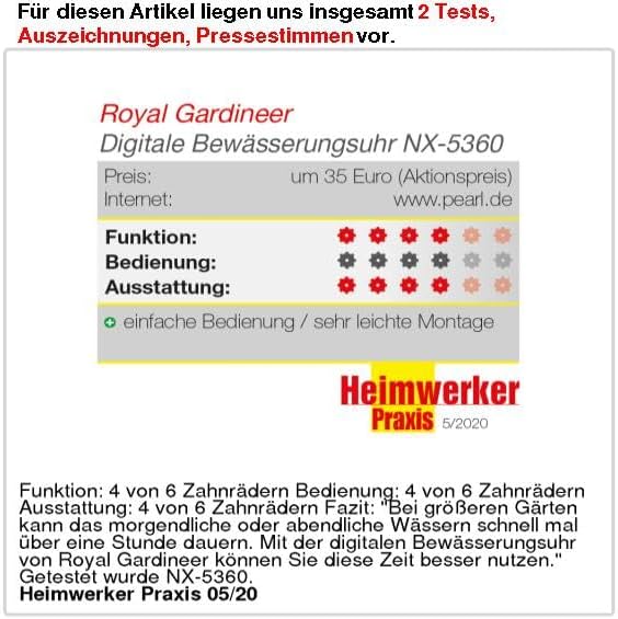 Royal Gardineer Bewässerung Computer: Digitaler Bewässerungscomputer mit Display, 2 Anschlüssen, Reg