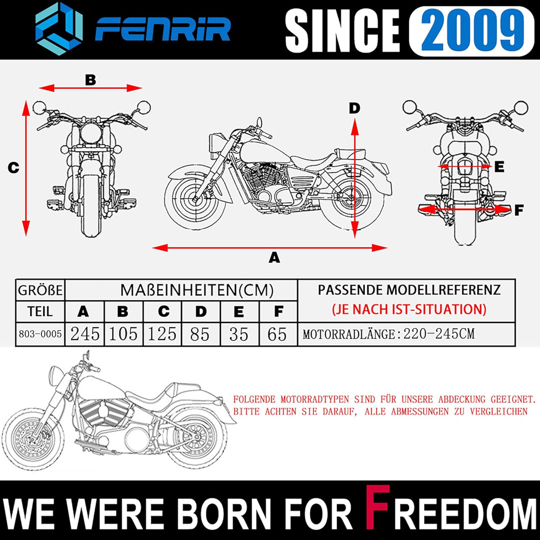 FENRIR 245cm 420DOxford-Stoff Motorrad abdeckplane motorradabdeckungen Outdoor wasserdicht motorradg