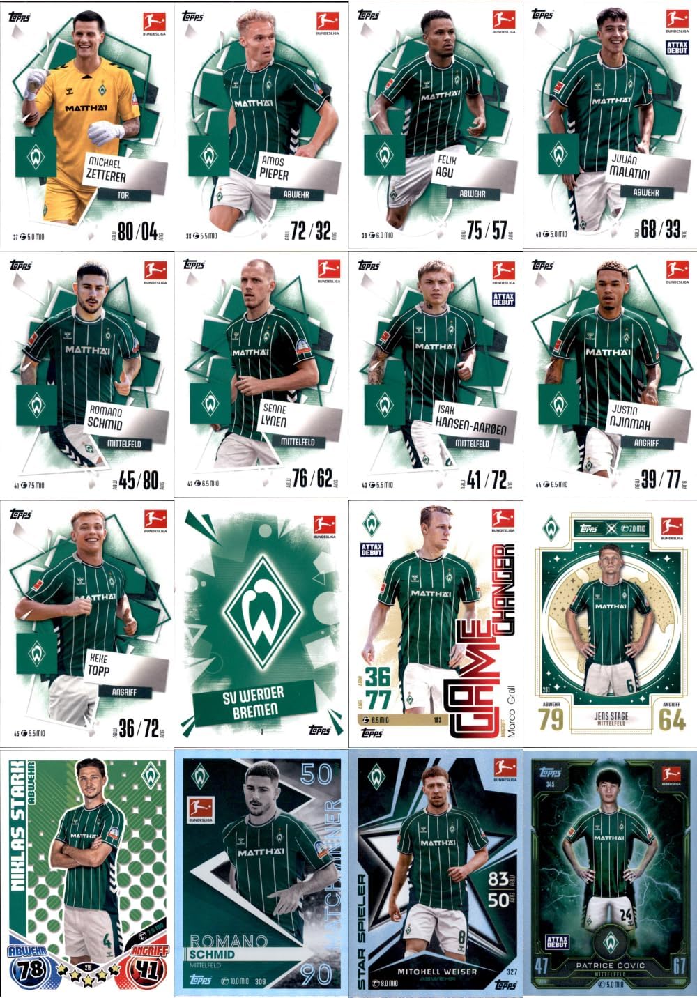 Bundle mit Topps Match Attax Bundesliga - 2025/26 - Mannschaftspaket - SV Werder Bremen + Exklusive