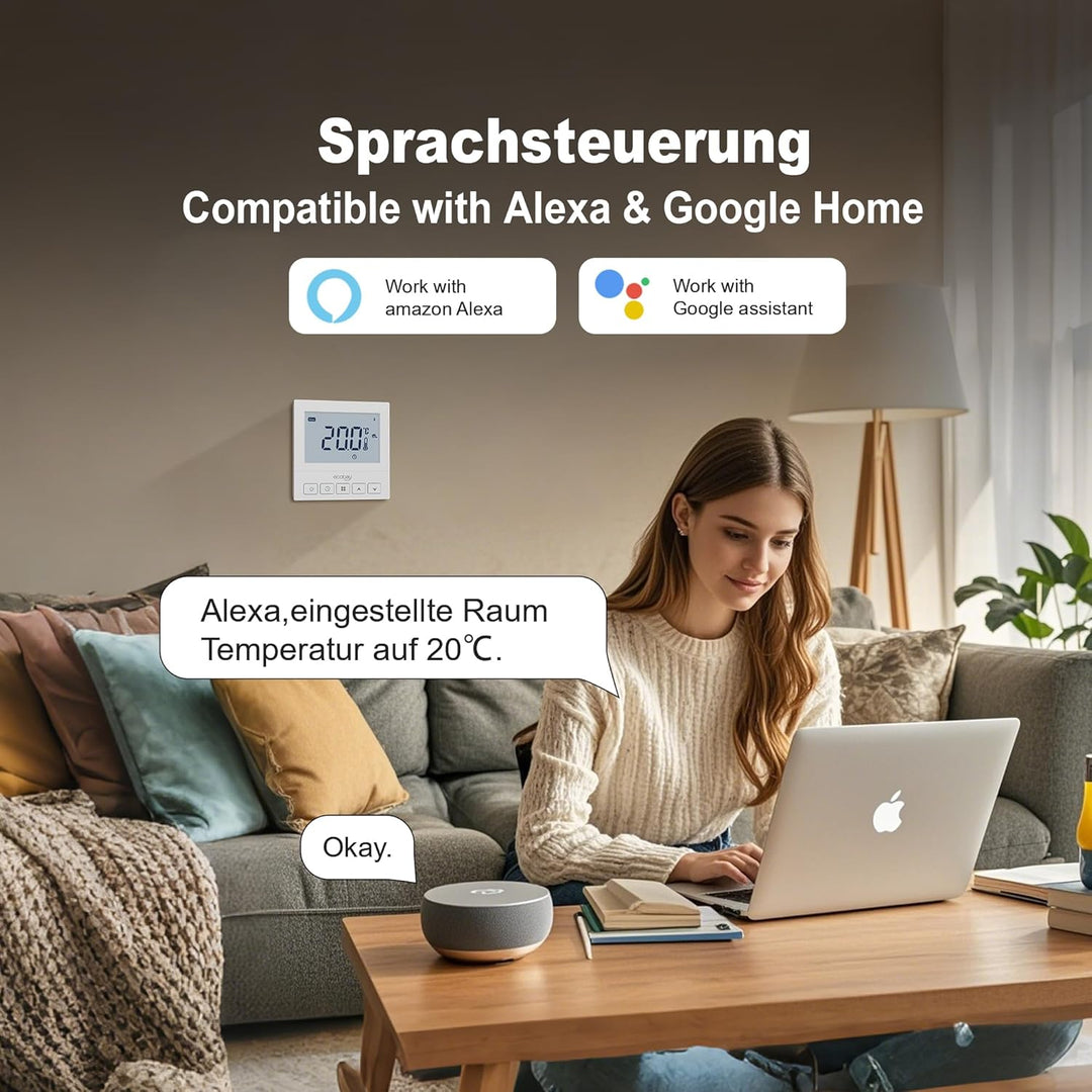 ECOBAY WiFi-Thermostat für Wasserfussbodenheizung: Kompatibel mit Heizkesseln, thermischen Stellglie