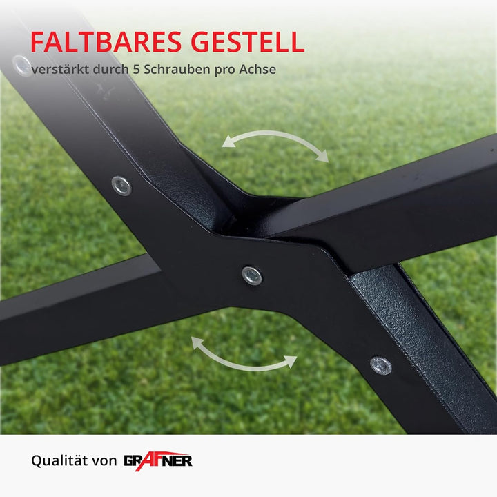 Grafner XXL Campingtisch in Holzoptik klappbar, 118 x 58 x 43 cm, niedrige Ausführung, kleines Packm
