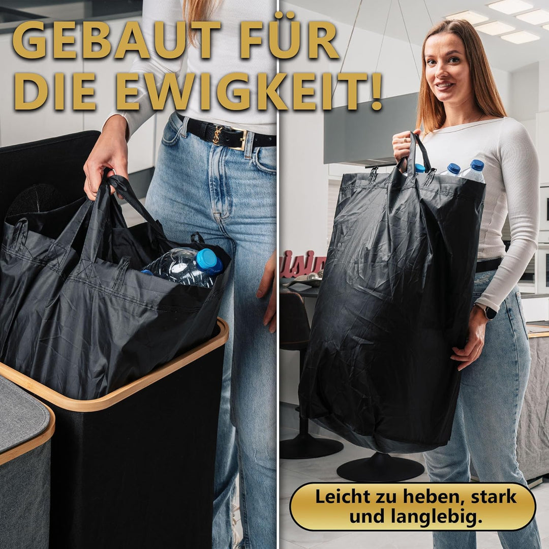 Deco haus® Pfandflaschen Sammelbehälter 100L [Extra Tragetasche] - Pfandflaschen Aufbewahrung mit Lo