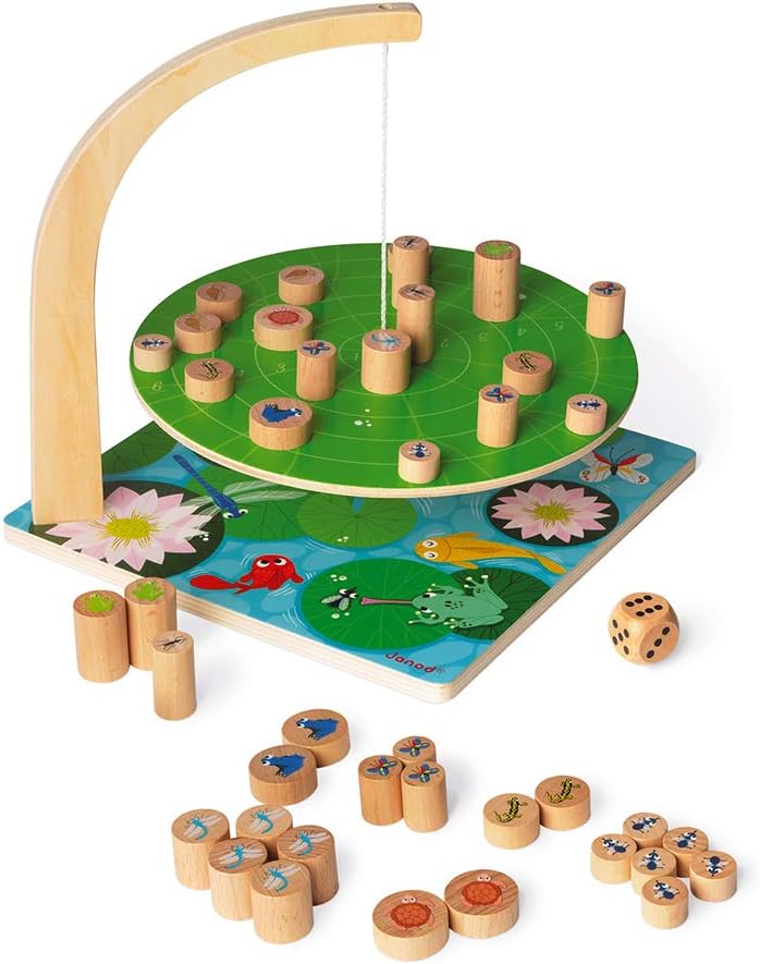 Janod - Waterlily Challenge - Childrens Board Game - Skill and Strategy Game - Wooden Toy - 2 to 6 P