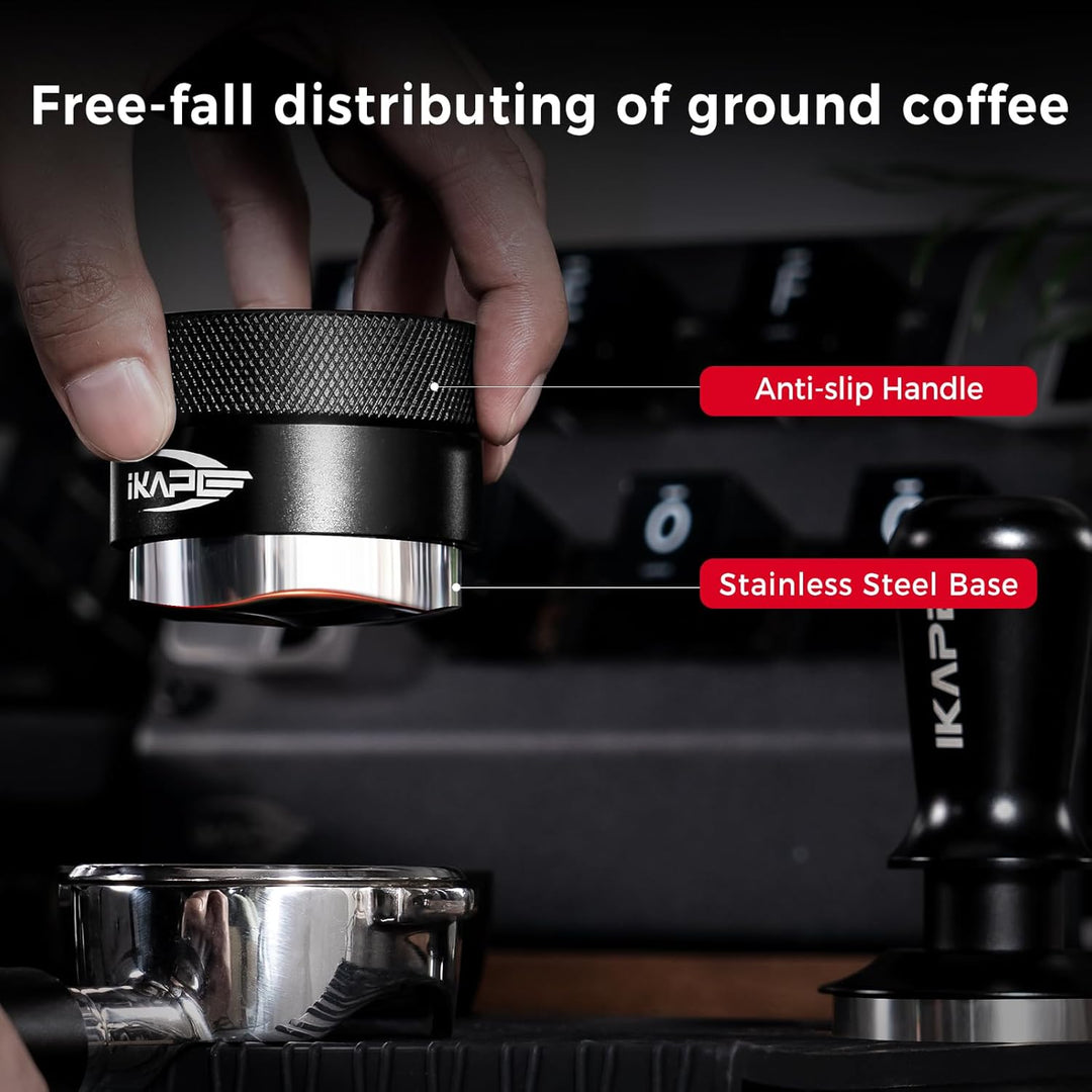 IKAPE Kaffee Produkte, 53MM Kaffee Verteiler, Schwerkraft Adaptive Espresso Verteiler Passt alle 53M
