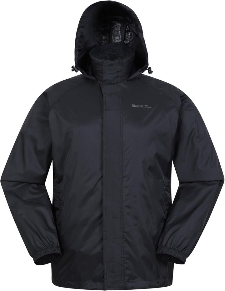 Mountain Warehouse Pakka Herren Wasserdicht Leichte verpackbare Regen Renn Sport Jacke XXS Schwarz,