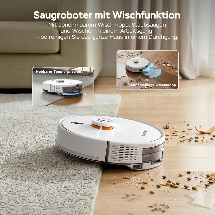 Teendow D20S Max+ Saugroboter mit Wischfunktion, 8000 Pa, 3L Saugroboter mit Absaugstation und Tierp