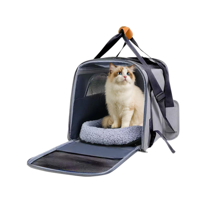 Katzentransporttasche Faltbar für Katzen &amp; Kleine Hunde, 45 × 33 × 35 cm (Grau), Grau