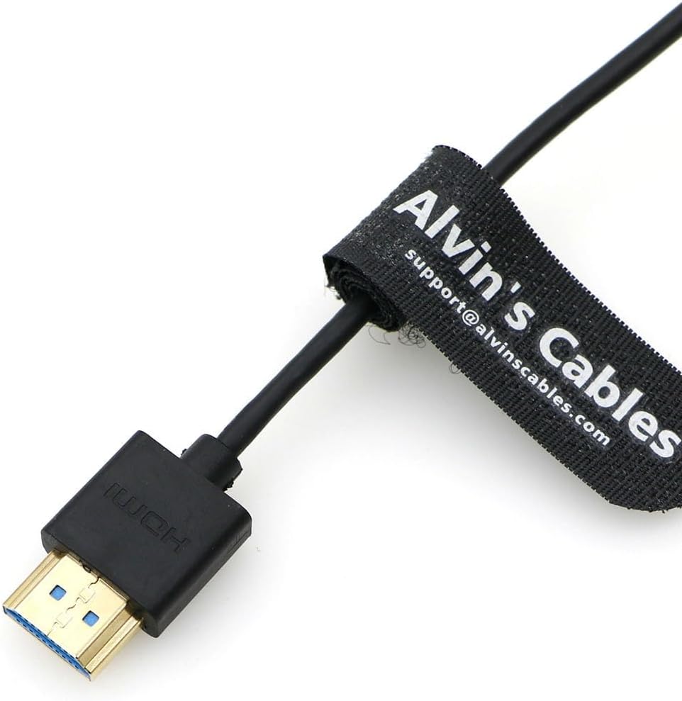 Alvin's Cables HDMI 2.1 8K High Speed Slim HDMI Straight zu HDMI Right Angle Kabel für Atomos Ninja
