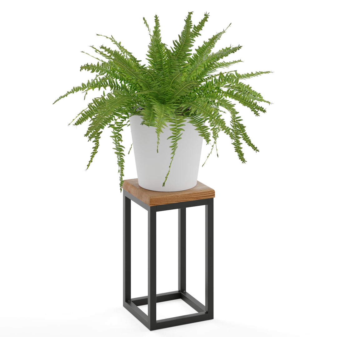 LAMO Manufaktur Blumenständer Metall Schwarz | Pflanzenständer Holz mit Dunkel Farbe | Blumenhocker