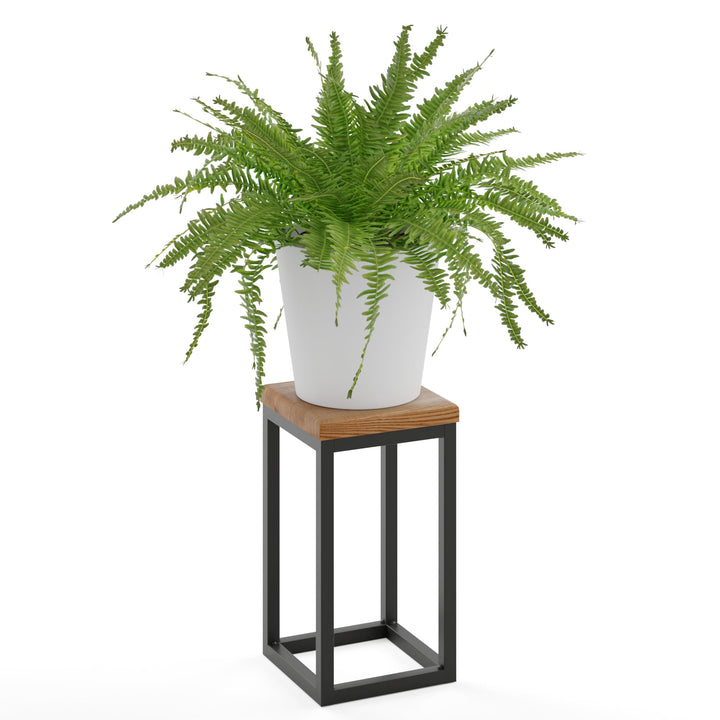 LAMO Manufaktur Blumenständer Metall Schwarz | Pflanzenständer Holz mit Dunkel Farbe | Blumenhocker
