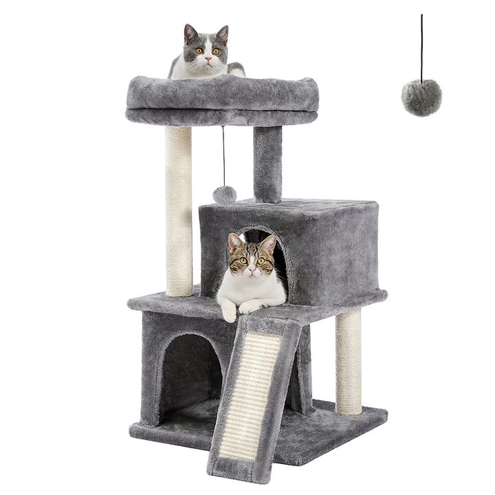 PETEPELA Katzenbaum Kratzbaum Kratzbäume Katzenmöbel mit Sisal-Seil Plüsch Liege höhlen Spielhaus Sp
